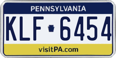 PA license plate KLF6454