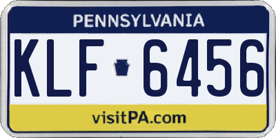 PA license plate KLF6456