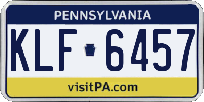 PA license plate KLF6457
