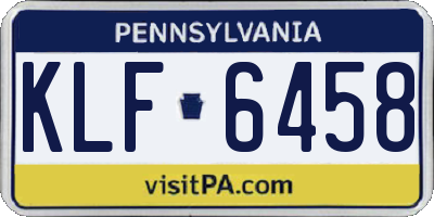 PA license plate KLF6458