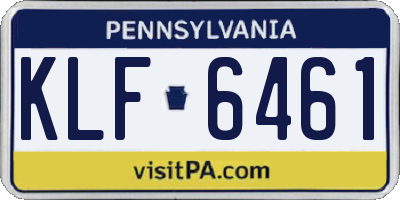 PA license plate KLF6461