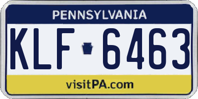 PA license plate KLF6463