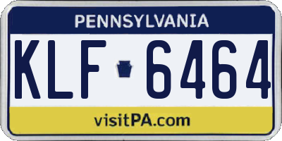 PA license plate KLF6464