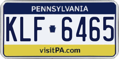 PA license plate KLF6465