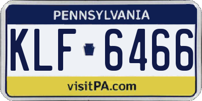 PA license plate KLF6466