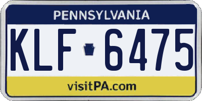 PA license plate KLF6475