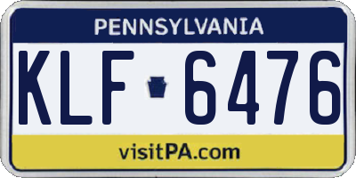 PA license plate KLF6476