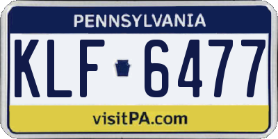 PA license plate KLF6477