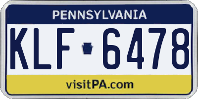 PA license plate KLF6478