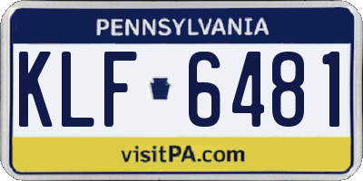 PA license plate KLF6481