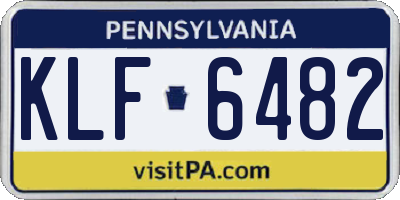 PA license plate KLF6482