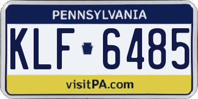 PA license plate KLF6485