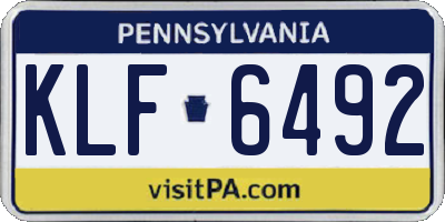 PA license plate KLF6492