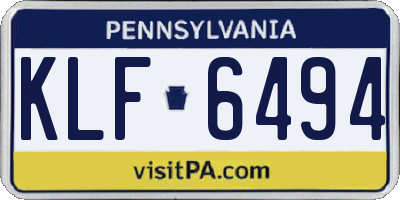 PA license plate KLF6494
