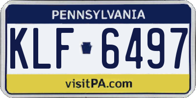 PA license plate KLF6497