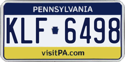 PA license plate KLF6498