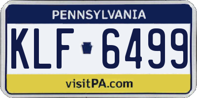 PA license plate KLF6499