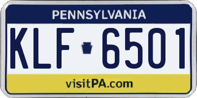 PA license plate KLF6501