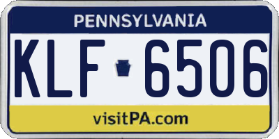 PA license plate KLF6506