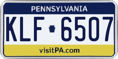 PA license plate KLF6507