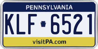 PA license plate KLF6521