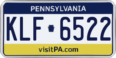 PA license plate KLF6522