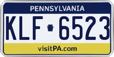 PA license plate KLF6523