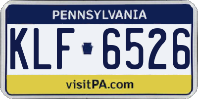 PA license plate KLF6526