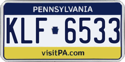 PA license plate KLF6533