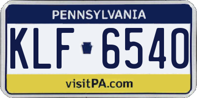PA license plate KLF6540