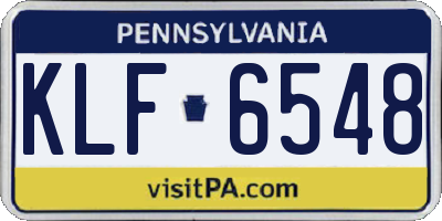 PA license plate KLF6548
