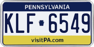 PA license plate KLF6549