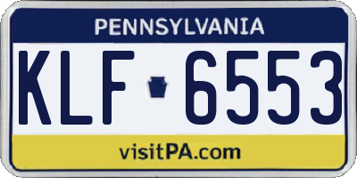 PA license plate KLF6553