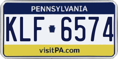 PA license plate KLF6574