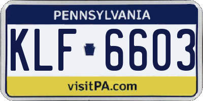 PA license plate KLF6603