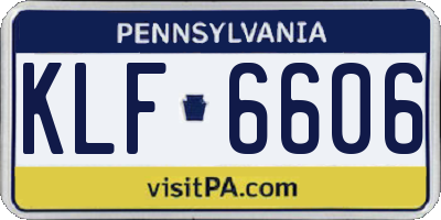 PA license plate KLF6606