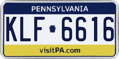 PA license plate KLF6616