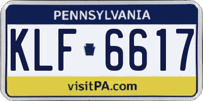 PA license plate KLF6617