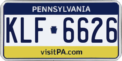 PA license plate KLF6626