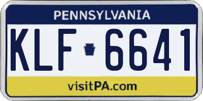 PA license plate KLF6641