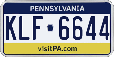 PA license plate KLF6644