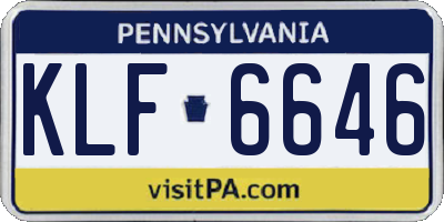 PA license plate KLF6646