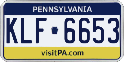 PA license plate KLF6653