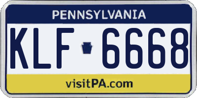 PA license plate KLF6668