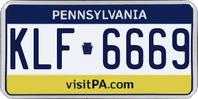 PA license plate KLF6669