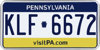 PA license plate KLF6672
