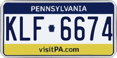PA license plate KLF6674