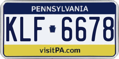 PA license plate KLF6678