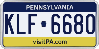 PA license plate KLF6680
