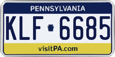 PA license plate KLF6685